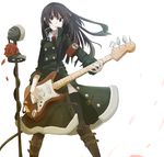  akiyama_mio armband bangs bass_guitar black_hair blue_eyes blunt_bangs hime_cut instrument k-on! long_hair microphone microphone_stand solo tansuke 