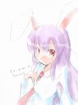  animal_ears bunny_ears long_hair necktie ogu purple_hair red_eyes reisen_udongein_inaba sketch solo touhou translated 