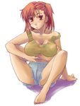  barefoot blue_(ao_maru) boxers breasts feet flexible huge_breasts original red_eyes red_hair see-through sitting solo tank_top underwear 