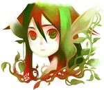  artist_request green_eyes green_hair head_fins leaf long_hair red_eyes saya saya_no_uta solo 