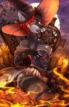  amelya anthro big_breasts breasts canine clothing corset female fire glowing graveyard hair halloween haunted hi_res holidays jack-o&#039;-lantern lingerie magic magic_user mammal pinup pose punk red_hair spell spoopy stones witch wolf zingiber 