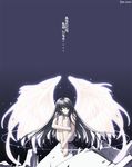  2000 angel angel_wings barefoot black_hair copyright_request feet leg_hug long_hair nude rubble solo wings you_haruka 