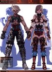 1girl abs absurdres areolae armor ashelia_b'nargin_dalmasca blonde_hair blue_eyes boots bridal_gauntlets final_fantasy final_fantasy_xii gauntlets highres itou_ben microskirt muscle product_placement scan short_hair silhouette skirt standing thigh_boots thighhighs third-party_edit vaan vest zettai_ryouiki 