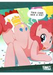  bent_over blue_eyes butt cake cutie_mark equine female feral food friendship_is_magic fur hair horse leche looking_at_viewer looking_back mammal my_little_pony pink_fur pink_hair pinkie_pie_(mlp) pony presenting presenting_hindquarters solo text 