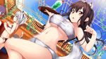  animal_ears black_hair erect_nipples game_cg ichinose_rukina love_of_renai_koutei_of_love! navel oozora_itsuki tail underboob waitress 