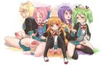  :3 :d amatsuka_mao amatsuka_megumi_(gj-bu) animal_ears bell blazer blonde_hair blue_eyes blush calpara censored closed_eyes commentary_request folded_ponytail foreskin futanari gj-bu green_eyes green_hair hair_bell hair_flaps hair_ornament highres jacket jingle_bell kannazuki_tamaki kirara_bernstein long_hair long_sleeves multiple_girls multiple_penises no_panties one_knee open_mouth orange_hair penis phimosis pink_eyes pink_hair plaid plaid_skirt purple_eyes purple_hair school_uniform short_hair skirt skirt_lift smile sumeragi_shion 