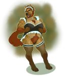  beard breasts clothing comfycushion cuntboy facial_hair felid feline gnoll hyaenid intersex maid_uniform mammal muscular overweight pussy scaramouche uniform 