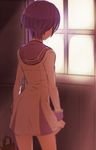  bag blurry dokidoki!_precure from_behind jealous kenzaki_makoto minatsuki_randoseru precure purple_hair school_bag school_uniform short_hair skirt_grab solo standing tears window 