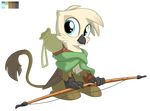  alpha_channel ambiguous_gender avian bag bow bow_(weapon) clothing equestria-prevails gryphon kneeling my_little_pony original_character plain_background ranged_weapon shawl solo transparent_background weapon 