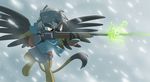  armor avian equestria-prevails female friendship_is_magic gryphon gun my_little_pony ranged_weapon revolving_rifle rifle snow snowing solo weapon wings yellow_eyes 