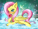  cloud clouds cutie_mark cyan_eyes dragongirl983 equine feathers female feral fluttershy_(mlp) friendship_is_magic fur hair horse inviting licking long_hair looking_at_viewer lying mammal my_little_pony pegasus pink_hair pony popsicle saliva seductive snow solo tongue tongue_out wings yellow_fur 