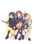  absurdres akiyama_mio artist_request bass_guitar black_eyes black_hair blonde_hair blue_eyes brown_eyes brown_hair drum guitar highres hirasawa_yui instrument k-on! keytar kotobuki_tsumugi left-handed long_hair multiple_girls pantyhose sakuragaoka_high_school_uniform school_uniform short_hair smile tainaka_ritsu 