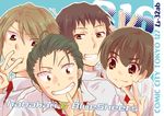  brown_eyes brown_hair hiko koizumi_itsuki kunikida kyon male_focus multiple_boys smile suzumiya_haruhi_no_yuuutsu taniguchi v 