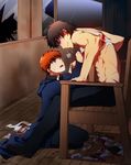  arisu_shiria bandages blood brown_hair cassock emiya_shirou fate/stay_night fate/zero fate_(series) injury kotomine_kirei kotomine_shirou_(fanfic) multiple_boys red_hair 