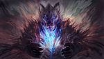  beast blue_eyes canine cheetahpaws clothing front_view looking_at_viewer magic male mammal solo wolf 