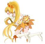  back bad_id bad_pixiv_id bike_shorts blonde_hair boots bow cure_sunshine hair_ribbon heart heartcatch_precure! knee_boots long_hair looking_back magical_girl midriff myoudouin_itsuki navel orange_bow precure ribbon sasamaru_chimaki shiny_tambourine shorts shorts_under_skirt skirt smile solo twintails wrist_cuffs yellow_eyes 