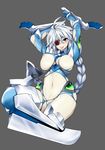  :p alternate_breast_size arm_blade blazblue blazblue:_continuum_shift bodysuit braid breasts eyepatch grey_background highres large_breasts long_hair looking_at_viewer mecha_musume navel nipples nu-13 pale_skin puffy_nipples red_eyes simple_background single_braid solo tanabe_(studio_tiamat) tongue tongue_out torn_bodysuit torn_clothes very_long_hair weapon white_hair 