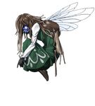  dress dripping fairy flower full_body green_dress long_hair looking_at_viewer mazeran monster persona slime slug solo touhou transparent_background wings 