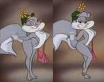  animaniacs bent_over buttermilk cartoon eyelash flower glass_cup grey_fur grin hair hat make_up milf mother parent pink_nose purse slappy_the_squirrel smile standing 