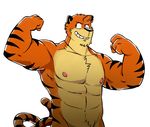 biceps big_muscles dylan_(vasuki) feline flexing male mammal muscles nipples nude solo tiger vasuki 