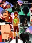  glowing goggles goggles_on_head kamina multiple_boys noeru_(soul64) pointing shirtless simon smile spoilers tengen_toppa_gurren_lagann 