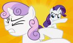  cub duo equine eyes eyes_closed female feral friendship_is_magic fur grin hair horn horse mammal my_little_pony pony purple_hair rarity_(mlp) sibling slap sweetie_belle_(mlp) two_tone_hair unicorn unknown_artist white_fur young 