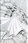  90s athena blood dagger dead death dress kido_saori kidou_saori kurumada_masami long_hair monochrome saint_seiya very_long_hair weapon 