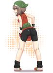  ass bandanna bike_shorts brown_eyes brown_hair cameltoe haruka_(pokemon) hat latex nintendo pokemon pussy shorts smile suppa 