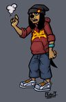  anthro beanie beauty_mark black_nose canine cigarette dog floppy_ears gangsta ghetto hat ipod mammal mp3_player shoes short_tail sneakers solo thick_eyebrows thug tuckdawg wristband 