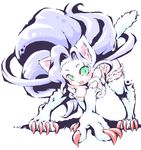  all_fours animal_ears big_hair blue_hair cat_ears cat_tail claws felicia green_eyes juugoya_runa paws pose slit_pupils tail vampire_(game) 