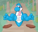  balls bare_feet barefoot blue_skin blue_yoshi blush dinosaur erection foot_focus hindpaw male mario_bros nintendo paws penis raukue scalie solo spread_legs spreading video_games yoshi 