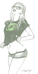  dc_comics glasses green_lantern highres jay27 midriff monochrome navel short_shorts shorts sketch solo 