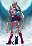  \m/ ass bishoujo_senshi_sailor_moon black_cat blonde_hair blue_eyes boots bow cat choker crescent double_bun earrings elbow_gloves eric_h. from_behind full_moon gloves hair_ornament highres jewelry knee_boots lips lipstick long_hair luna_(sailor_moon) magical_girl makeup moon panties platform_footwear platform_heels red_panties sailor_collar sailor_moon skirt smoke solo_focus tiara tsuki_ni_kawatte_oshioki_yo tsukino_usagi twintails underwear upskirt very_long_hair 