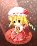  blonde_hair flandre_scarlet hat highres pila-pela red_eyes side_ponytail solo stuffed_animal stuffed_toy tears teddy_bear touhou wings 