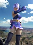  3d ayane ayane_(doa) breasts covered_nipples dead_or_alive erect_nipples highres incise_soul m-rs panties purple_hair tecmo thighhighs underwear 
