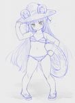  animal_hat bikini dumpty_alma emil_chronicle_online flat_chest hair_ribbon hand_on_hip hat innertube kasuga_yukihito long_hair monochrome pigeon-toed puzzle_&amp;_dragons ribbon sandals side-tie_bikini sketch solo striped striped_bikini swimsuit very_long_hair work_in_progress 