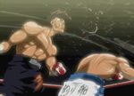  abs animated animated_gif battle black_hair boxing epic fighting hajime_no_ippo lowres makunouchi_ippo male male_focus manly muscle punching sendou_takeshi shirtless short_hair 