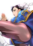  ass boots bun_cover chun-li crotch double_bun pantyhose pelvic_curtain solo street_fighter thighs ueyama_michirou 