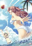  absurdres arms_up ass ball beach beachball bikini cloud day flat_chest highres koutaro multiple_girls original outdoors palm_tree polka_dot polka_dot_bikini polka_dot_swimsuit sky sun swimsuit tree water 