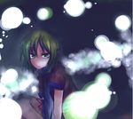  bad_id bad_pixiv_id black_background expressionless glowing green_eyes green_hair looking_at_viewer minetani mizuhashi_parsee short_hair short_sleeves simple_background solo touhou upper_body 