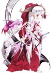  copyright_request fantasy feathers gloves horns red_eyes sheath sheathed solo sumi_keiichi sword weapon wings 