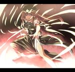  bad_id bad_pixiv_id braid china_dress chinese_clothes dress fighting_stance hat hong_meiling ippaiccha letterboxed long_hair red_hair solo touhou twin_braids 