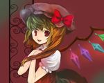  blonde_hair flandre_scarlet hat legomaru ponytail red_eyes short_hair solo touhou wings 