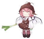  animal_ears chibi closed_eyes dress fingernails hachune_miku hat long_fingernails mystia_lorelei parody pink_hair saliva solo spring_onion touhou vocaloid wings yukitarou_(awamori) 