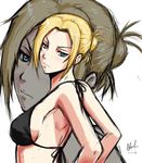  annie_leonhardt bikini black_bikini blonde_hair blue_eyes dated highres quixotic04 shingeki_no_kyojin short_hair signature solo swimsuit zoom_layer 