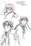  1boy character_name epaulettes glasses headband kobi male male_focus marine military military_uniform multiple_persona one_piece pink_hair scar solo spot_color uniform 