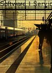  absurdres bad_id bad_pixiv_id building copyright_request english gd._fengzi ground_vehicle highres railroad_signal railroad_tracks silhouette tactile_paving train train_station twilight 