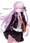  braid character_name copyright_name cotta danganronpa danganronpa_1 jacket kirigiri_kyouko lavender_hair necktie purple_eyes skirt solo 