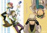  2boys blonde_hair dual_persona duo glasses hat headband helmeppo kobi kukri male male_focus marine multiple_boys multiple_persona one_piece pink_hair pontry scarf sunglasses uniform 