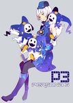  bare_shoulders boots elizabeth_(persona) gloves hat jack_frost macco pantyhose persona persona_3 white_hair yellow_eyes 